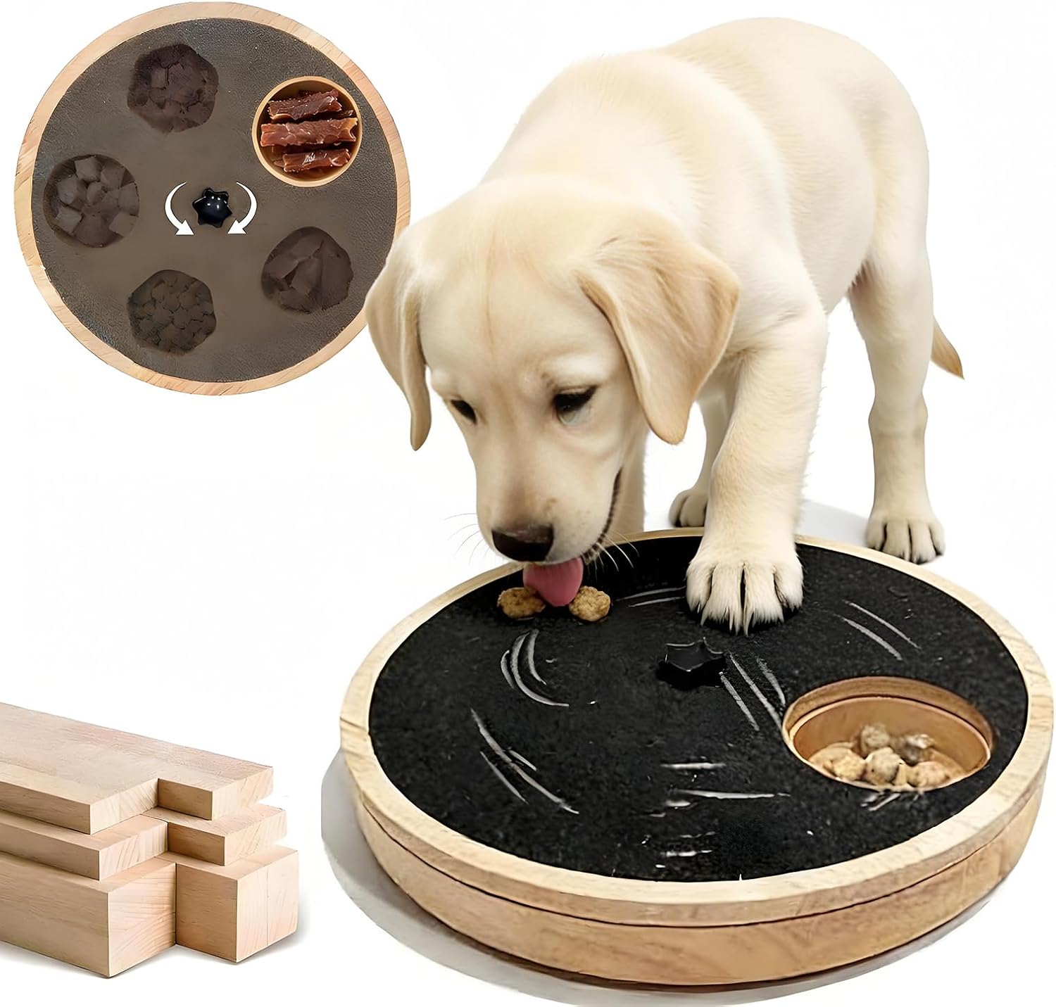Dog Nail Scratch Board with Treat Box - Anti-Slip Rotating Paw Care File Toy, Wooden Dog Scratch Pad for Nails with Adjustable Tension, Stress-Free Grooming & Enrichment for All Dogs Sizes