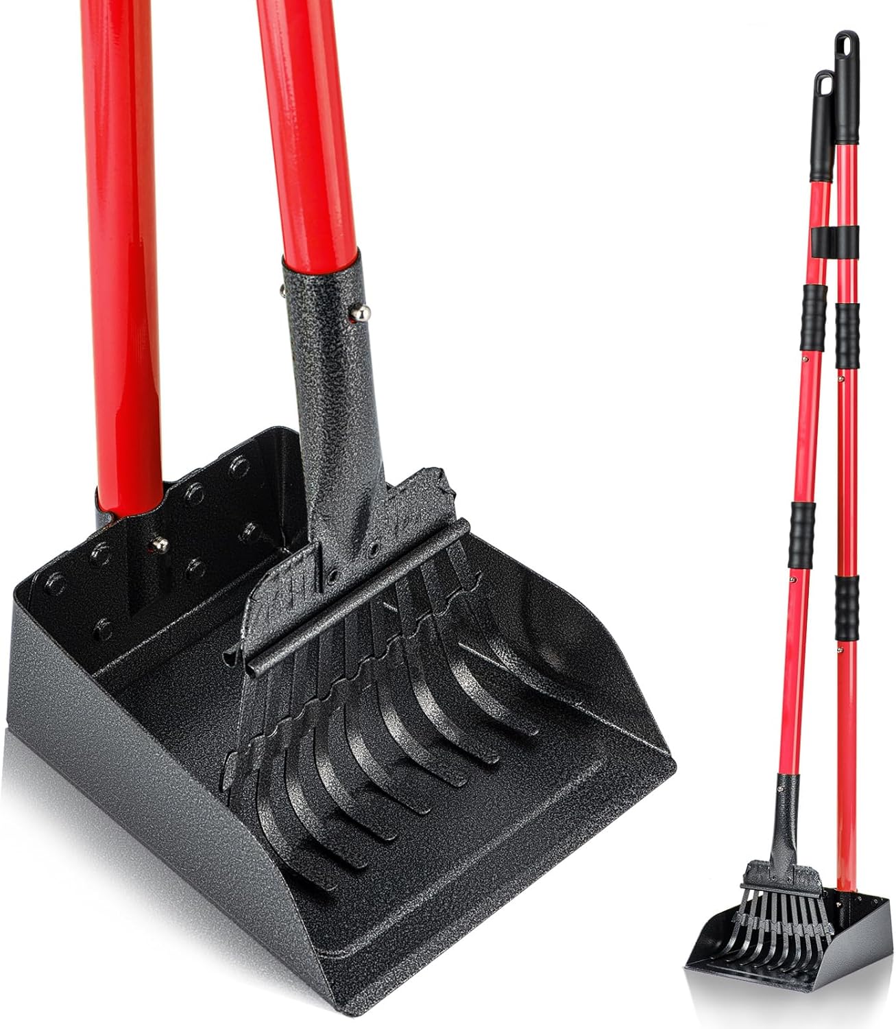 MXF Pooper Scooper, Canine Pooper Scooper Lengthy Deal with Stainless Metallic Tray and Rake Set for Medium Small Canine Heavy Responsibility – Use on Grass, Filth or Gravel – Pink