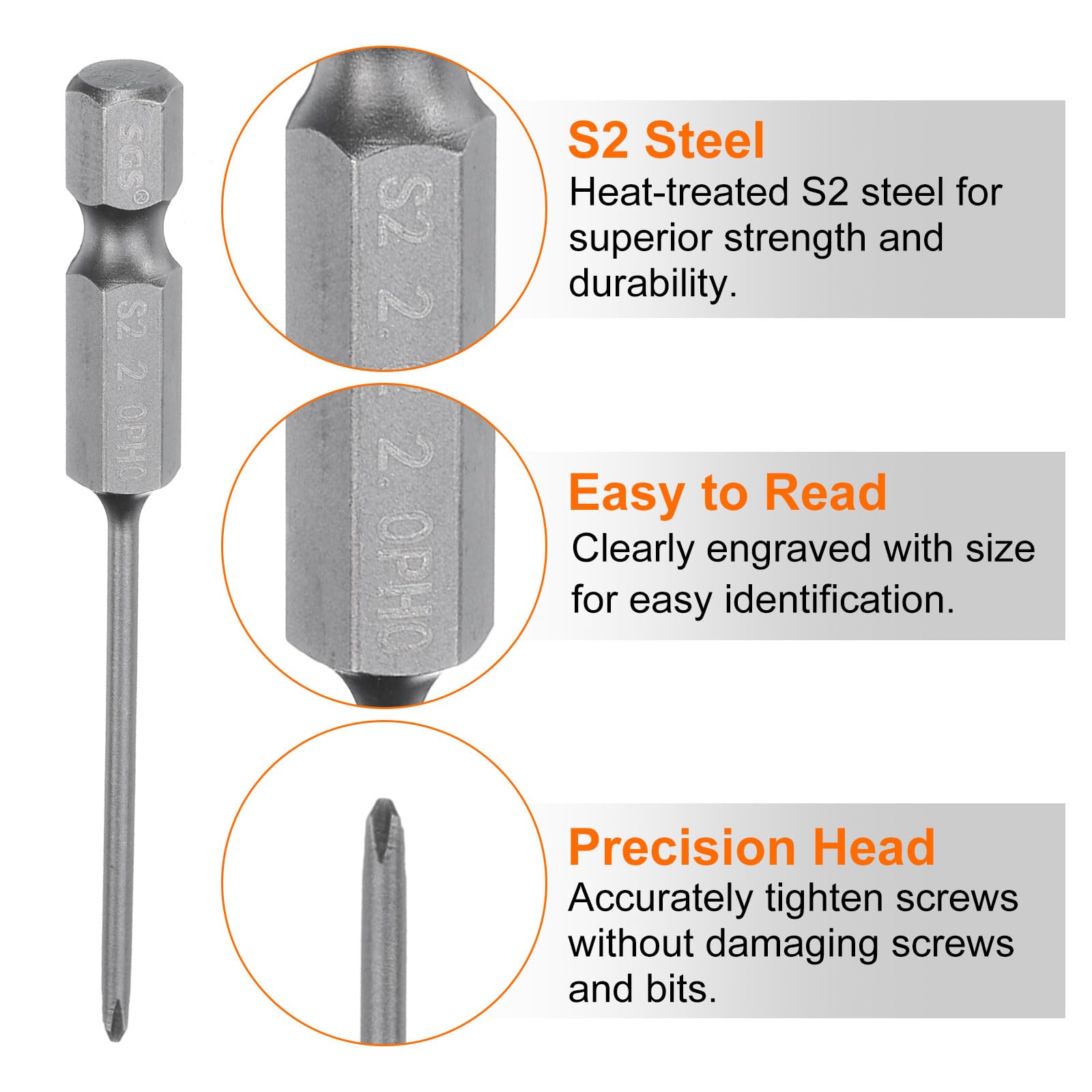 SET 2 PUNTAS PHILLIPS MAGNETICA DE IMPACTO No.2 X 1 PULGADAS DE LARGO. EMTOP