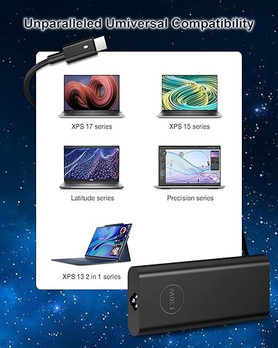 Miniatura 5 de S SKSTYLE Cargador USB C de 130 W compatible con laptop Dell, adaptador de CA tipo C para XPS 15 17 2 en 1 9575 9500 9700 Precisión 5530 2 en 1 5550