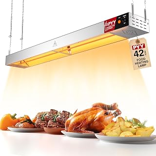 PYY Food Heat Lamp - 42 Inch Commercial Heat Lamp for Food, Pass-Through Stations Heating, Stainless Steel Infrared Food Warmer Light for Cafeteria Restaurants Kitchen, 850W(Silver)