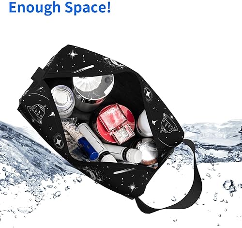 Miniatura 4 de YISHOW Bolsa de maquillaje de viaje Bolso cosmético de las mujeres Bolso de aseo espacioso adorable con cremallera, blanco12