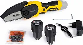 Motosserra a Bateria, 25V, 800W, Carregador e 2 Baterias, Motosserra Recarregável, Podadora Portátil, Podadora Mini