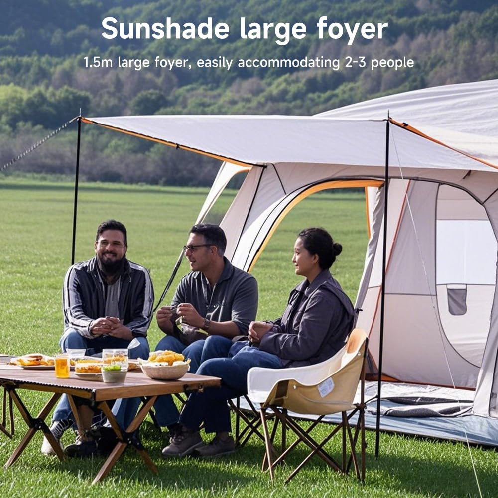 Zelt 4-6 Personen, Camping Zelt mit 2 Schlafzimmer und 1 Wohnzimmer, 310x210x180CM Familienzelt, Glamping Tent with Removable Tent Floor, für Camping, Reisen