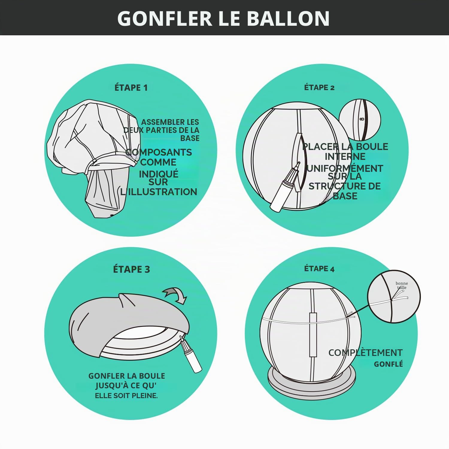 ProBalanceΩ Chaise Ballon, Ballon Siege Bureau, Ballon Grossesse Avec Housse De Protection, 65FG