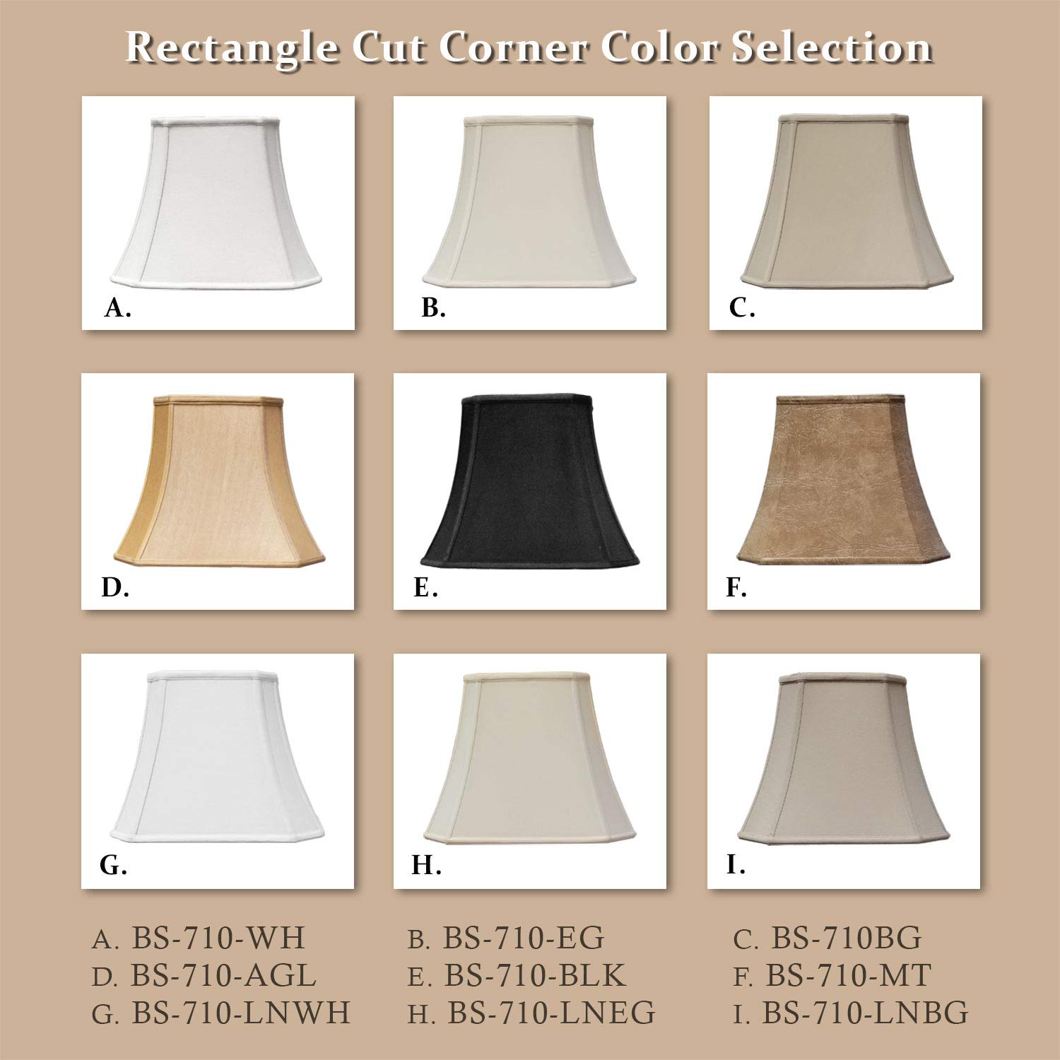 Royal Designs Rectangle Cut Corner Lamp Shade, Beige, (7 x