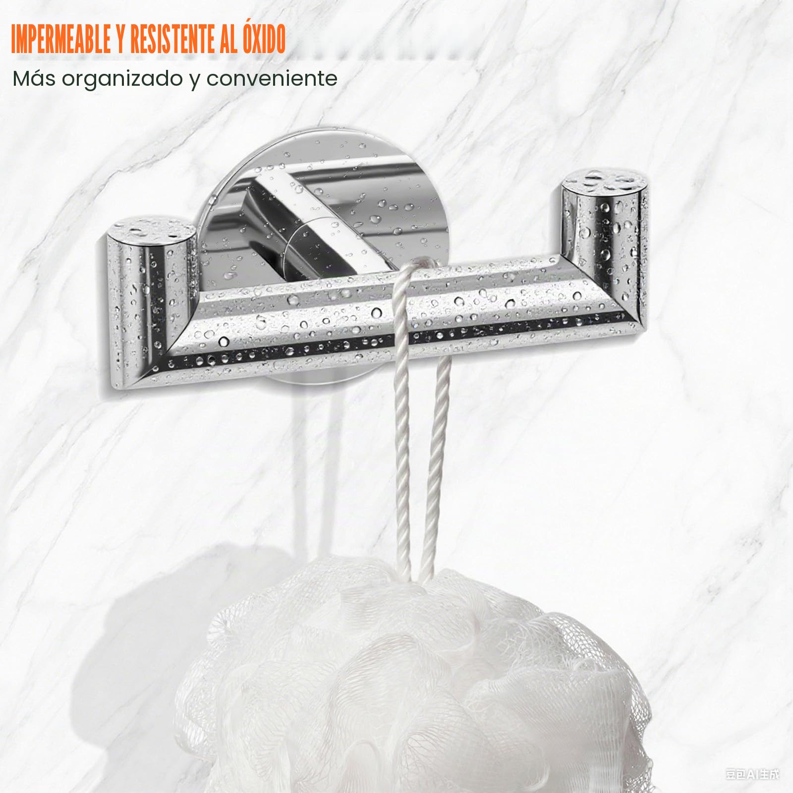 YUET Ganchos Doble Adhesivos para Pared, 2 Piezas Soporte de Pared para Toallas de Baño Albornoz Trapos, Acero Inoxidable, Colgador sin Taladrar Cocina, Cromado
