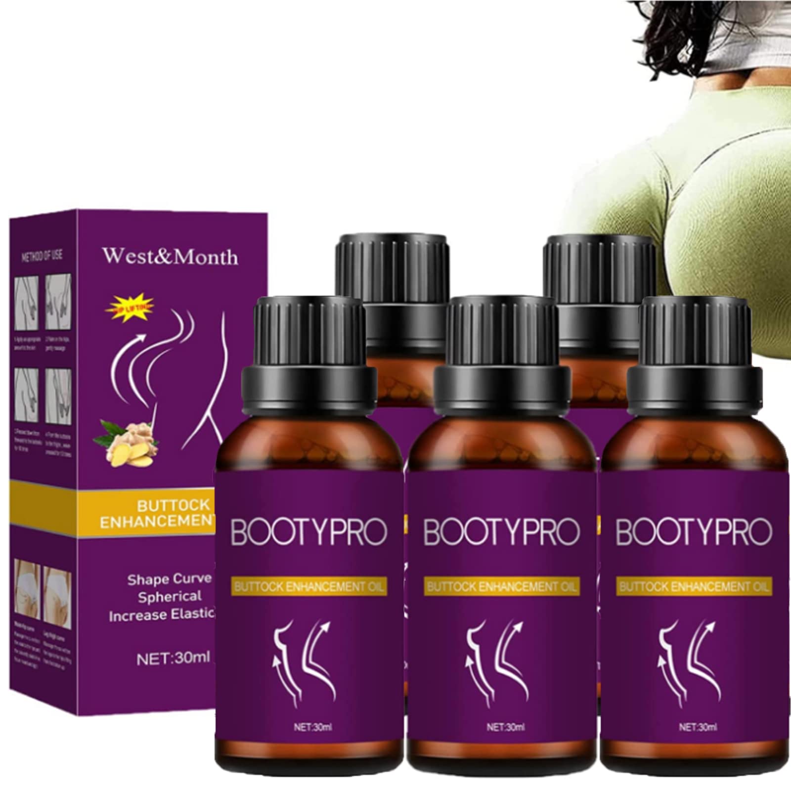 Bootypro Hip Lifting Massage Oil, Plump Up Booty Enhancement Oil, Plump Up Buttock Enhancement Oil, Hip Lift Up Essential Oil, Hiplift Buttocks Lifting Essential Oil