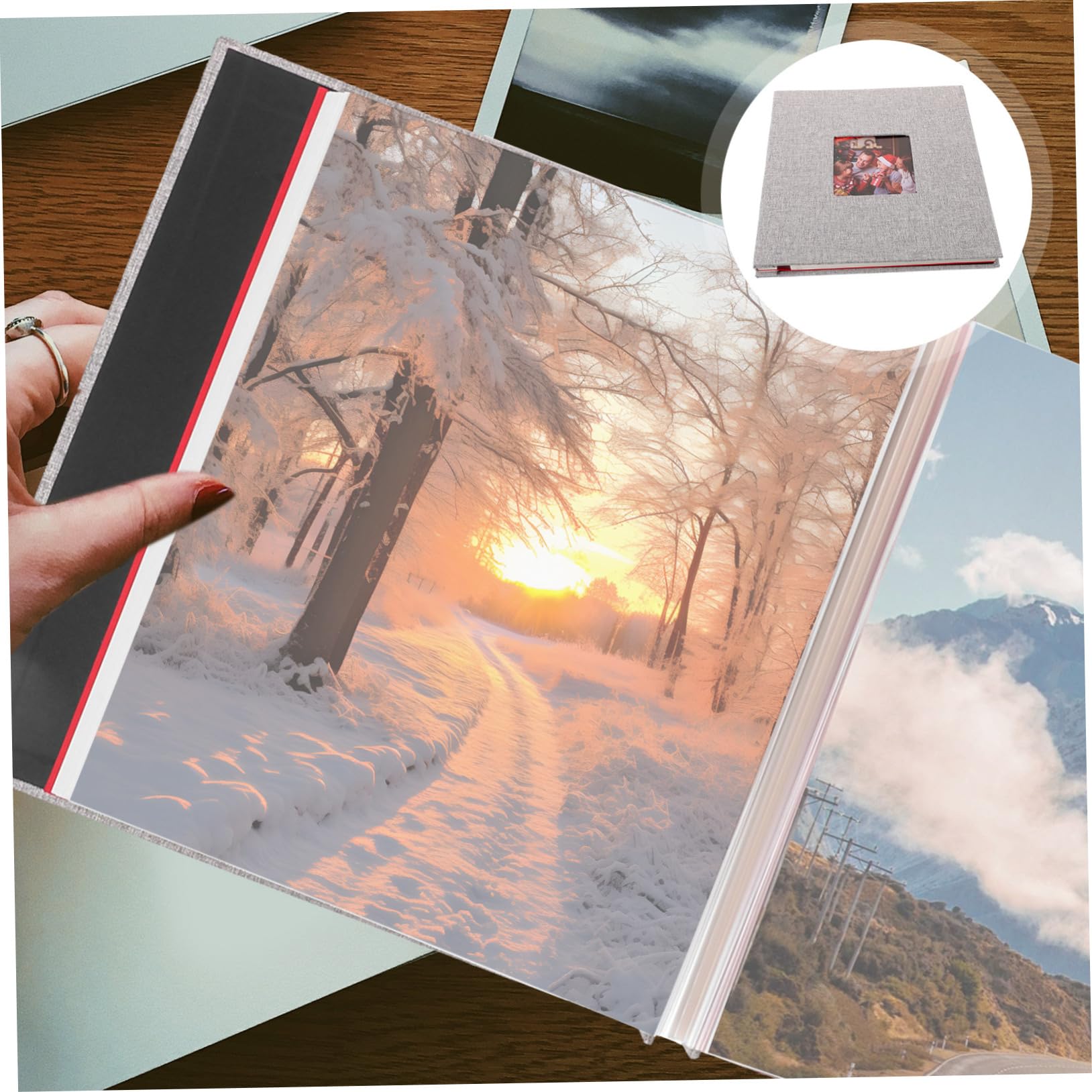 Álbum de Fotos de Ventana Autoadhesivo de Lino, 20 Hojas