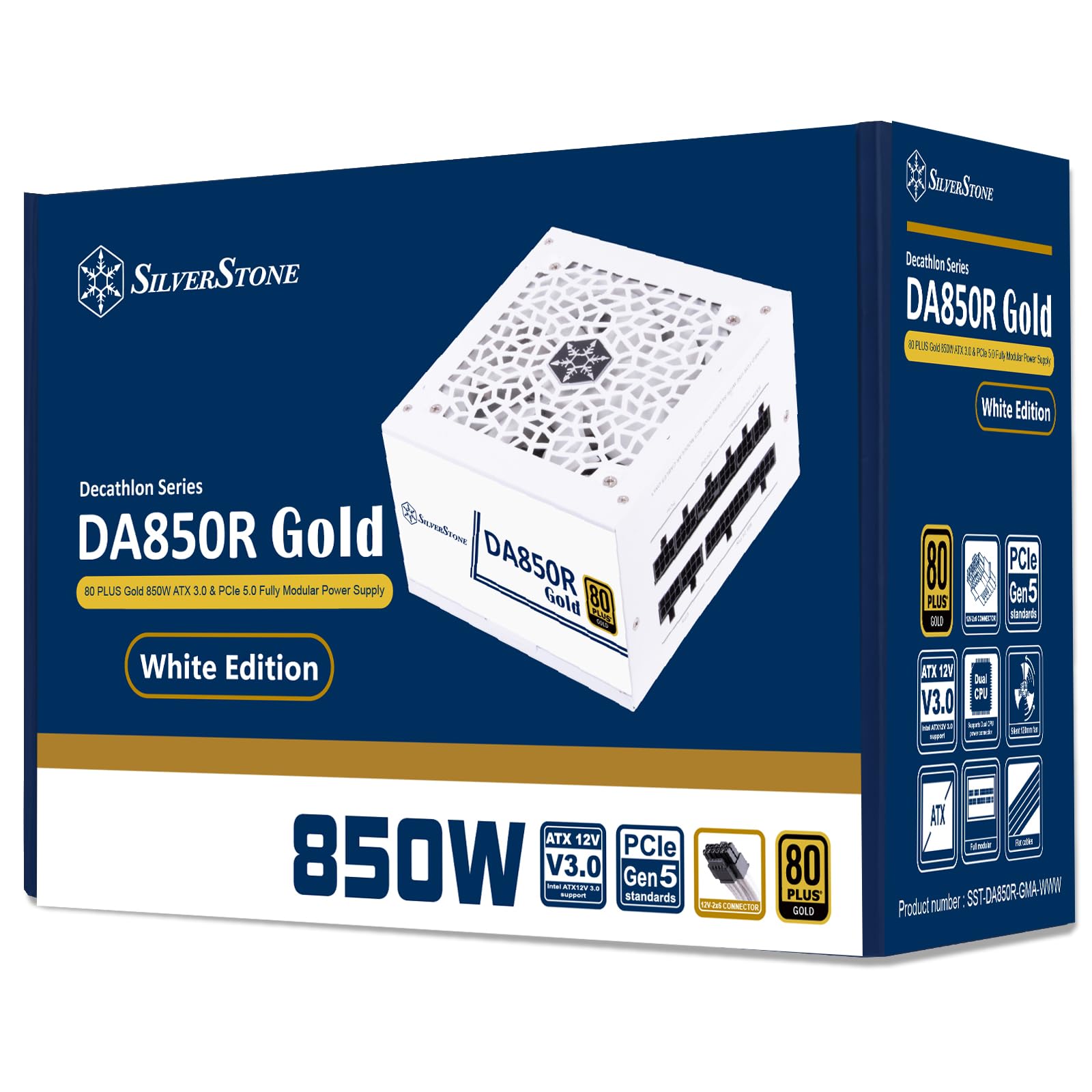 SilverStone Technology DA850R Gold, ATX Totalmente Modular 80 Plus Gold 850W ATX 3,0 y PCIe 5,0, SST-DA850R-GMA-WWW