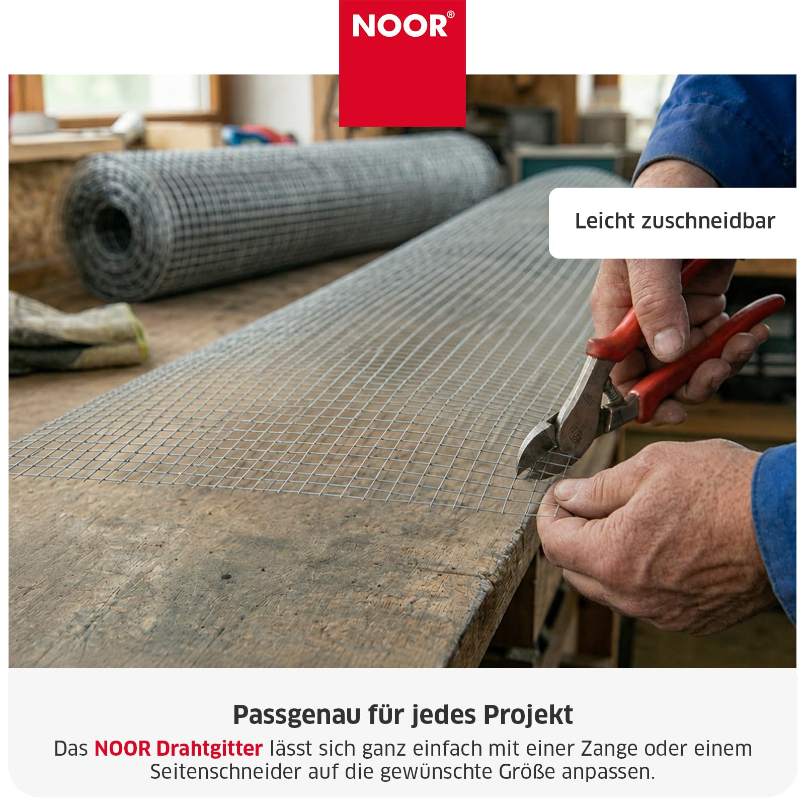 NOOR Drahtgitter - Volierendraht verzinkt 13 mm - Silber 100x1000 cm | vielseitiger Drahtzaun für Wühlmausschutz, Beete & Kleintiergehege - engmaschig, rostbeständig, langlebig & zuschneidbar
