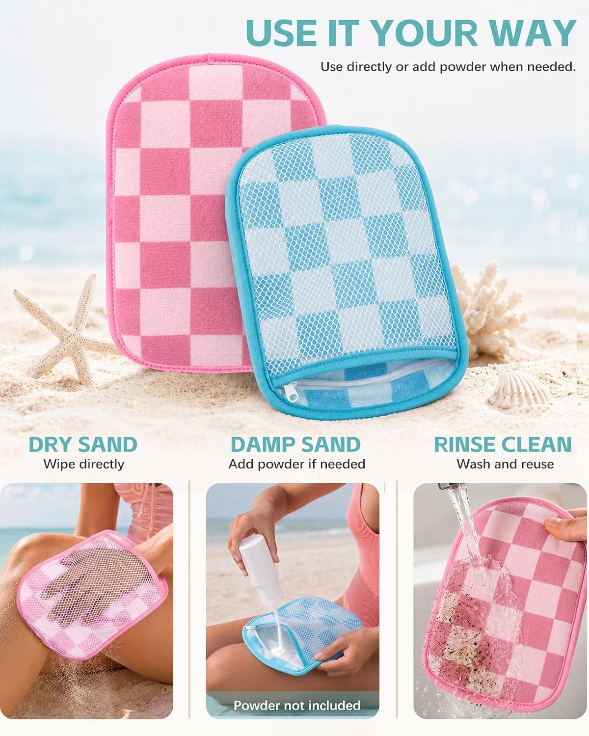 2Pcs Reusable Sand Remover for Beach Essentials Classic Checkered image 3