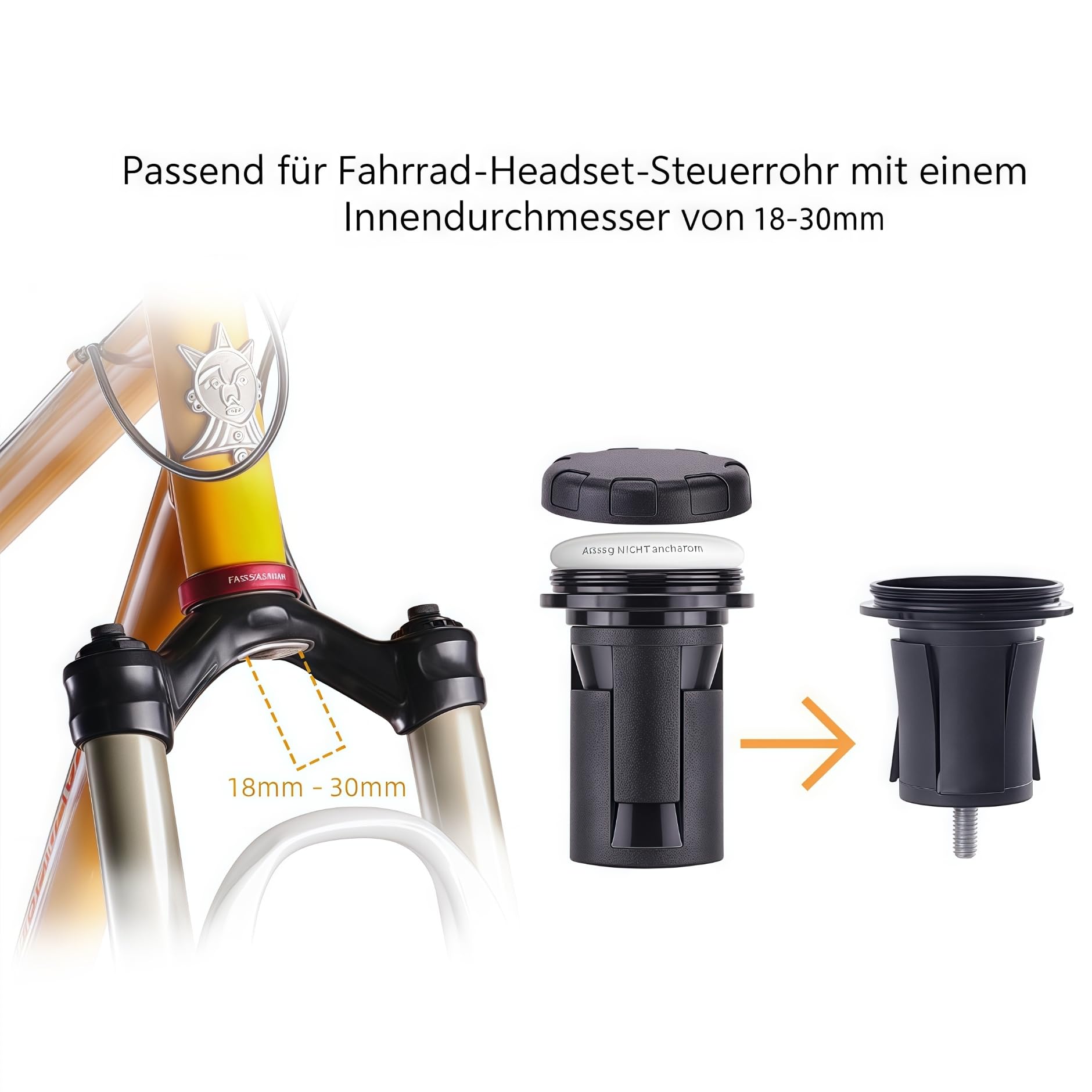 Fahrradhalterung, versteckt, kompatibel mit Air-Tag, Mountainbike, Diebstahlschutz, wasserdicht, für MTB, Fahrrad, Federgabel mit Innendurchmesser 18–30 mm (Air-Tag nicht im Lieferumfang