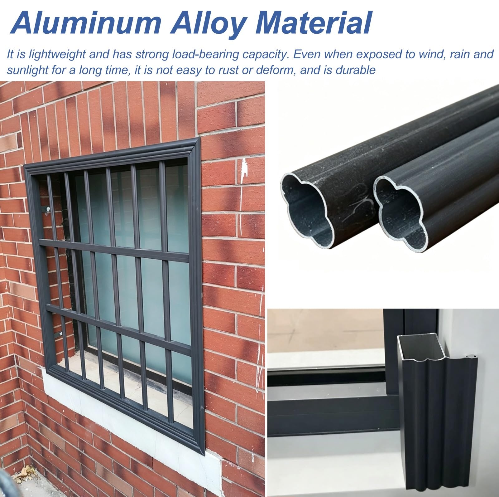 Rejas para Ventanas Exteriores Barras de Seguridad Extraanchas para Ventanas 100 150 180 210 cm, Rejas de Seguridad Antirrobo para Escaparates y Vallas Protección(W100xH65cm/39x26in)