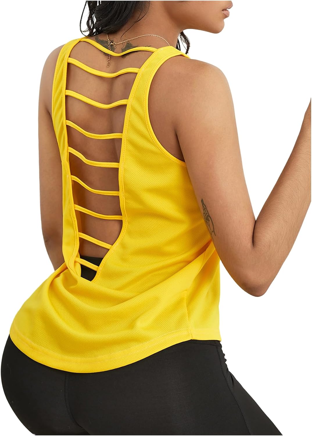 OYOANGLE Cut-Out Backless Workout Tank Top