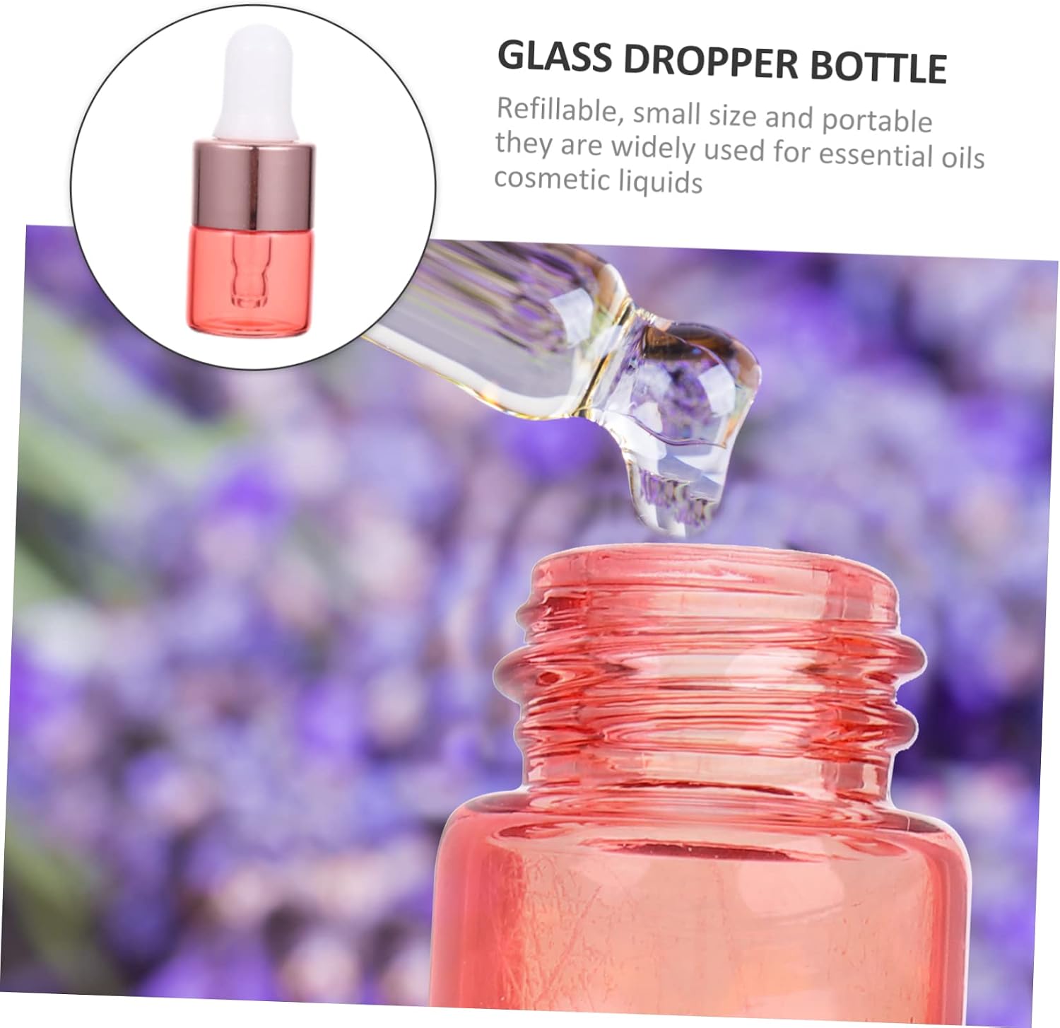 20Pcs Portable Dropper Bottles Leak Travel Essential Oil Containers Reusable Glass Dropping Bottles for Liquids for Perfumes Creams and Lotions