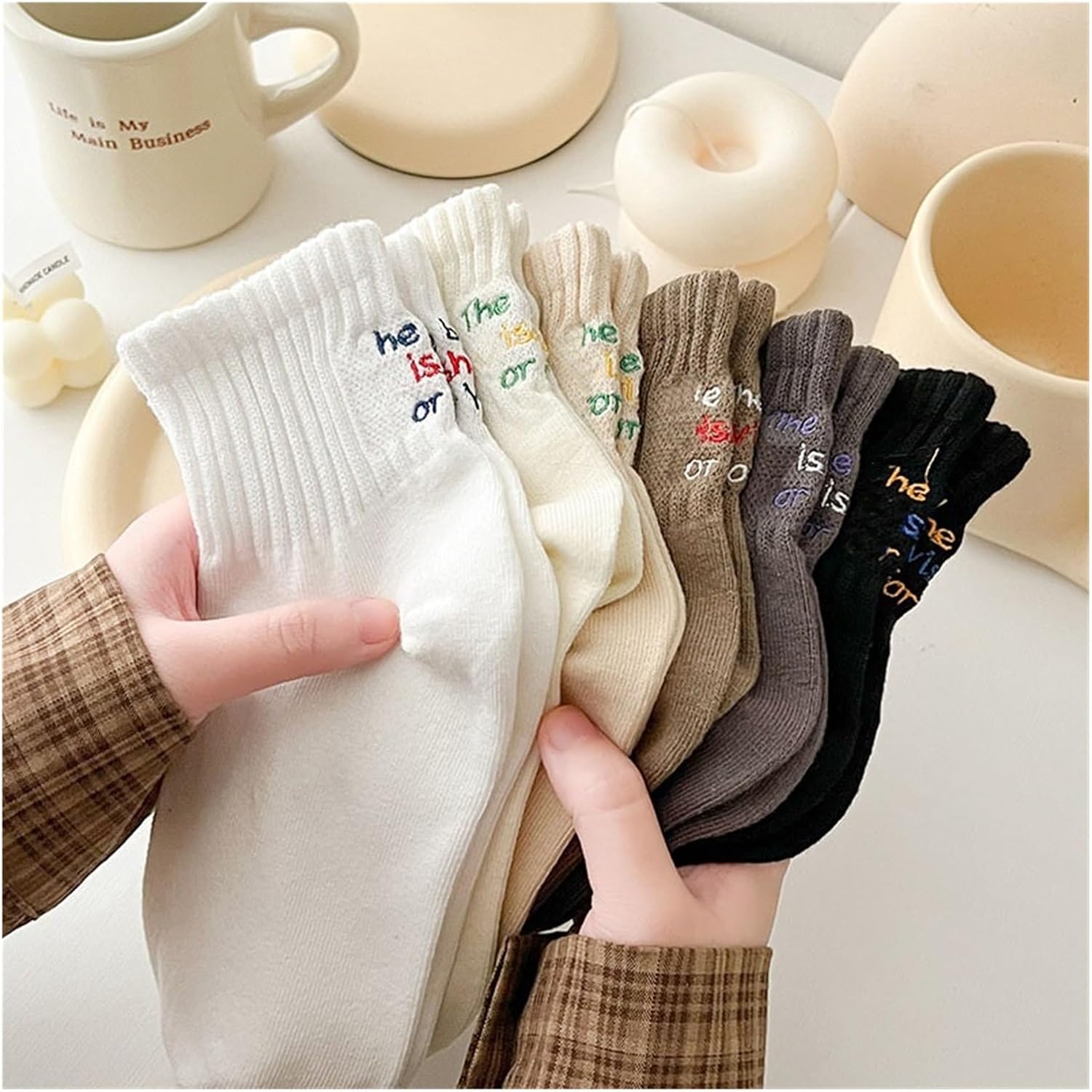 Socks Women's Short Socks Spring, Autumn, Summer and Four Seasons in Cotton Socks Hiking Socks(2)