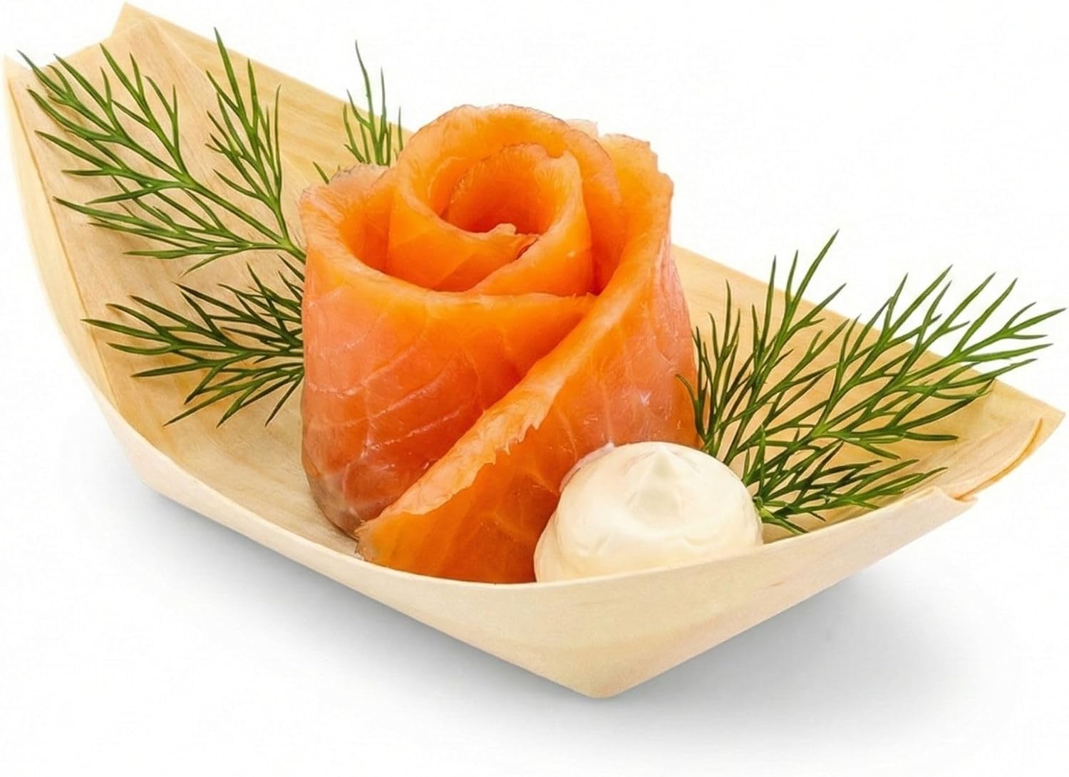 Restaurantware 4.5 x 2.5 Inch Food Boat 200 Bamboo Display Boat - Durable Small Bamboo Serving Tray For Catered Events Wedding Banquets Or Celebrations