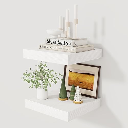 Fun Memories - Estante flotante de 12 pulgadas, estantes de pared de madera rústica para decoración de pared y almacenamiento, estante flotante de