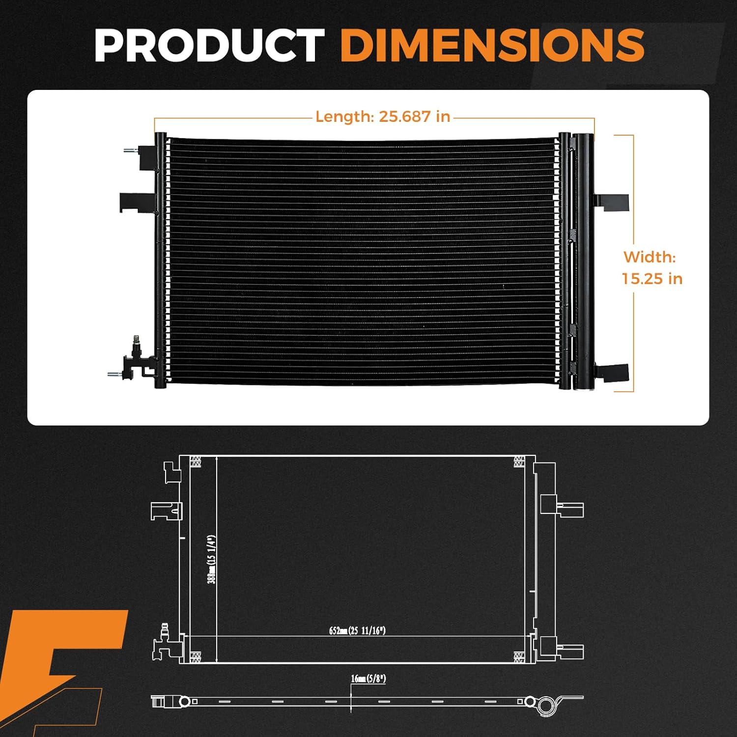 Autoexact Air Conditioning A/C Condenser for Chevrolet, AC Condenser for Car for 2011-2016 Chevrolet Cruze, for 2014-2020 Chevy Impala, for 2013-2016 Chevy Malibu, for 2012-2014 Chevrolet Orlando
