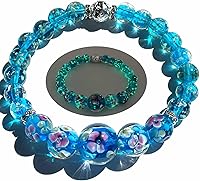 ARTSYCRAFTS Lily Garden Glow in the Dark Firefly Bead Bracelet - Handmade USA Murano Glass Necklace, Luminous Lily Flower Jewelry