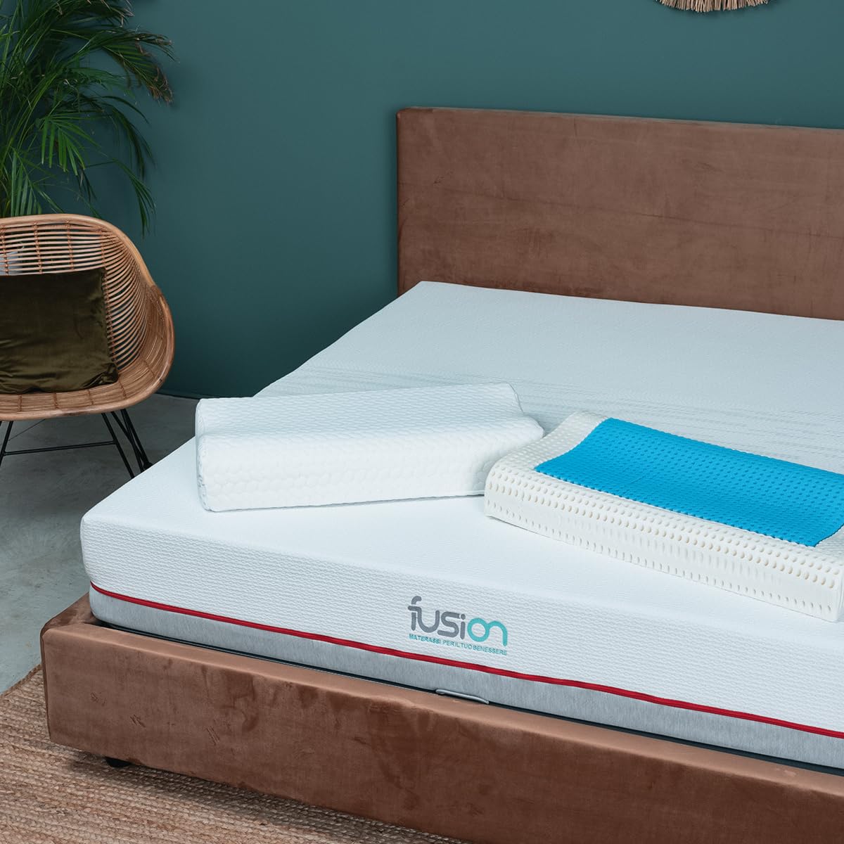 Fusion - Cuscino cervicale in Memory Foam, ortopedico per collo, tecnologia a microsfere PCM Rinfrescante