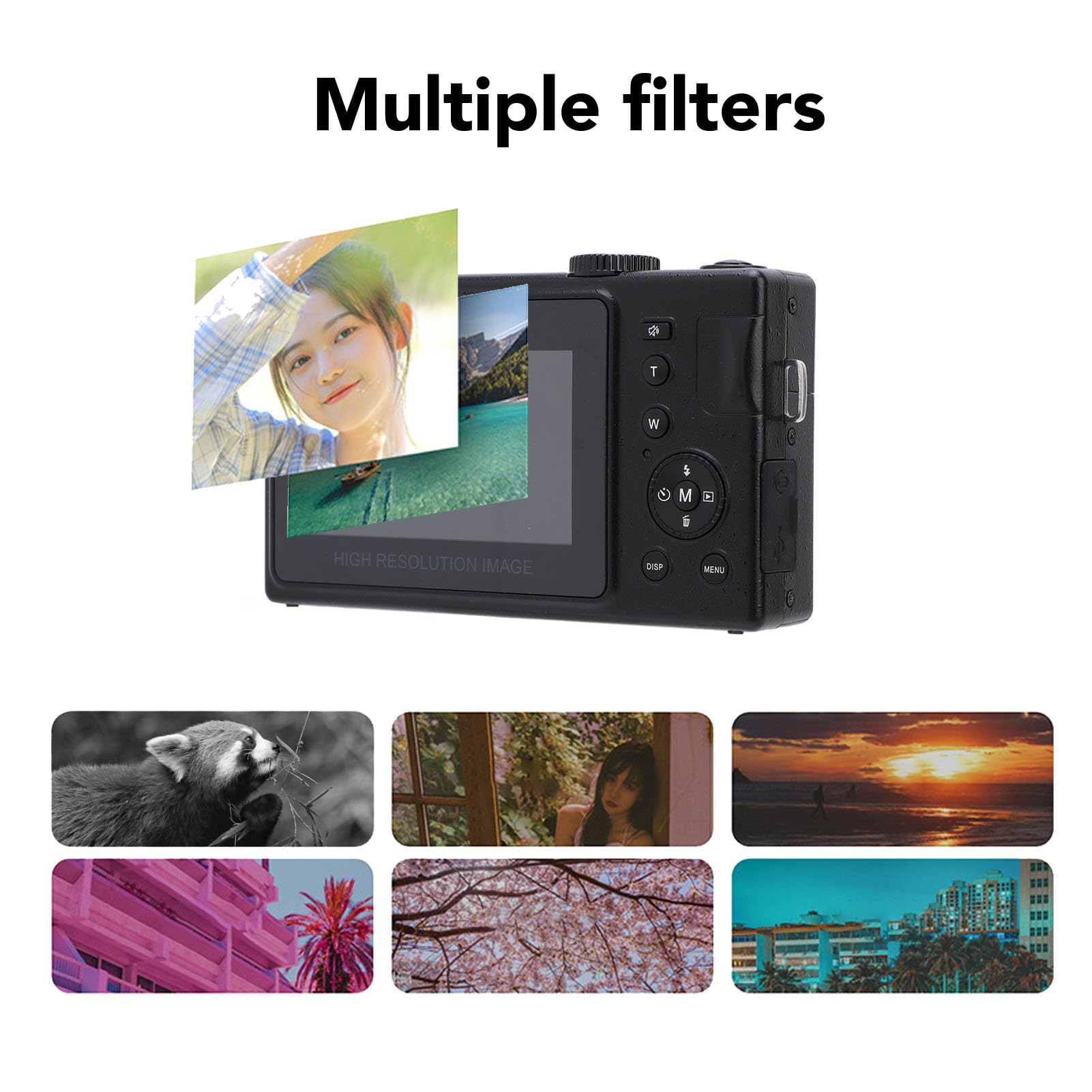 Fotocamera digitale, 1080P HD 3 pollici IPS Screen Vlogging Camera, 48MP 16X Zoom digitale USB C Videocamera tascabile portatile fotocamera compatta per viaggi Vlogging per ragazzi ragazze