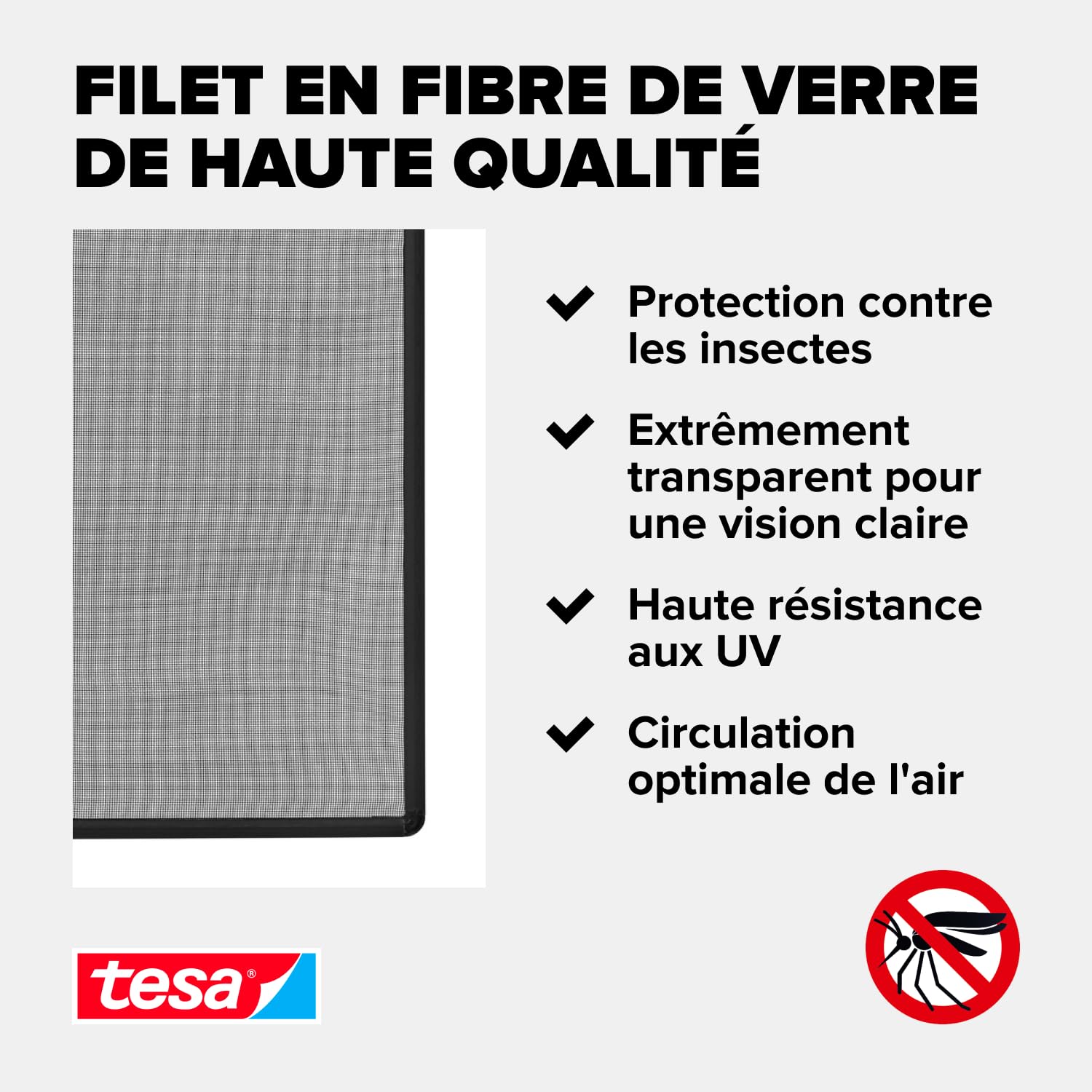 tesa Insect Stop Moustiquaire à Clipser - Grande Fenêtre - 1,2 x 2,4 m