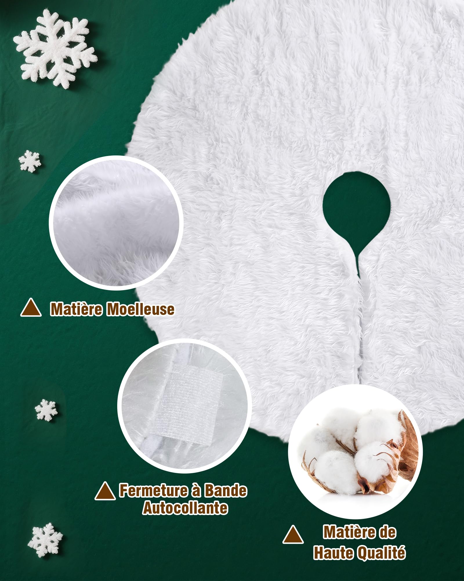LIHAO Jupe de Sapin de Noël Cache Pied Tapis Peluche Blanc 78cm
