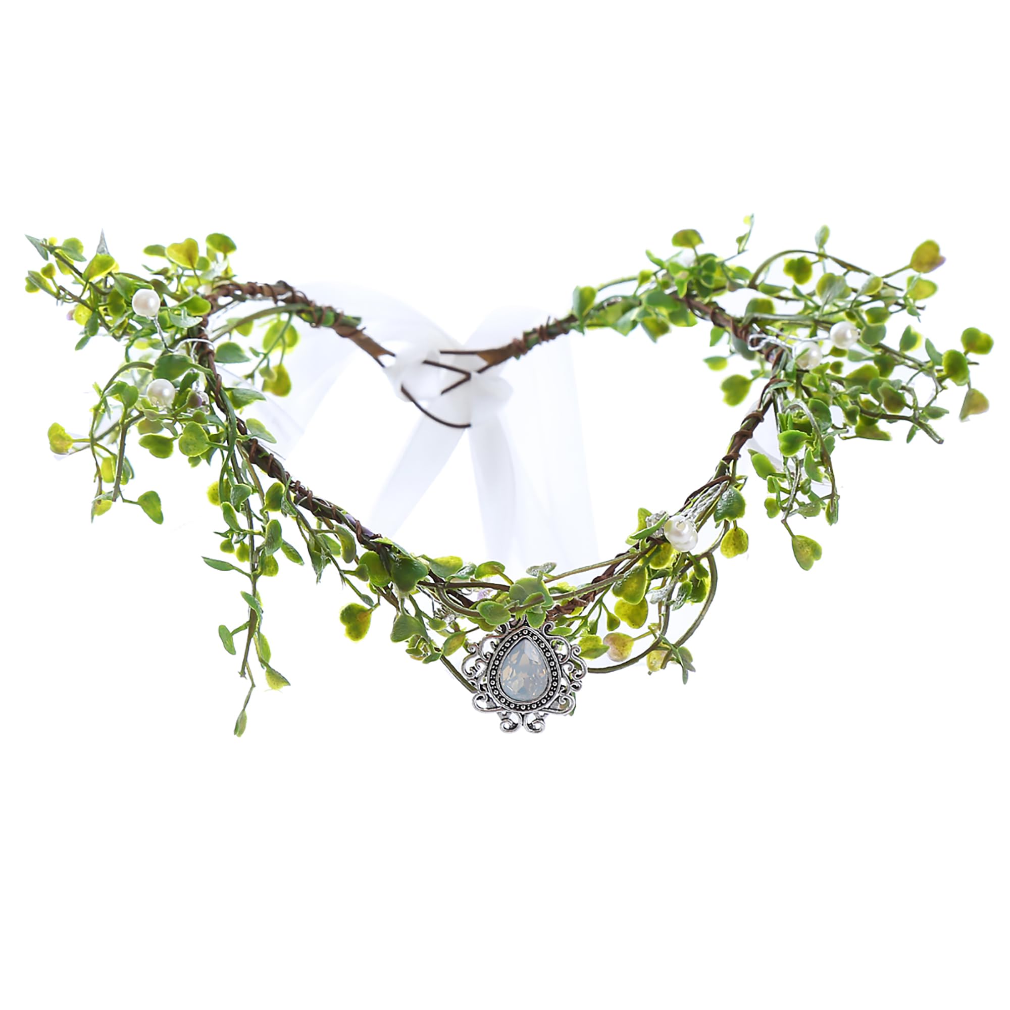Brikuinr Flower Crown Bridal Floral Headband Hair Wreath Flower Halo Headpiece with Rhinestone Wedding Party Cosplay