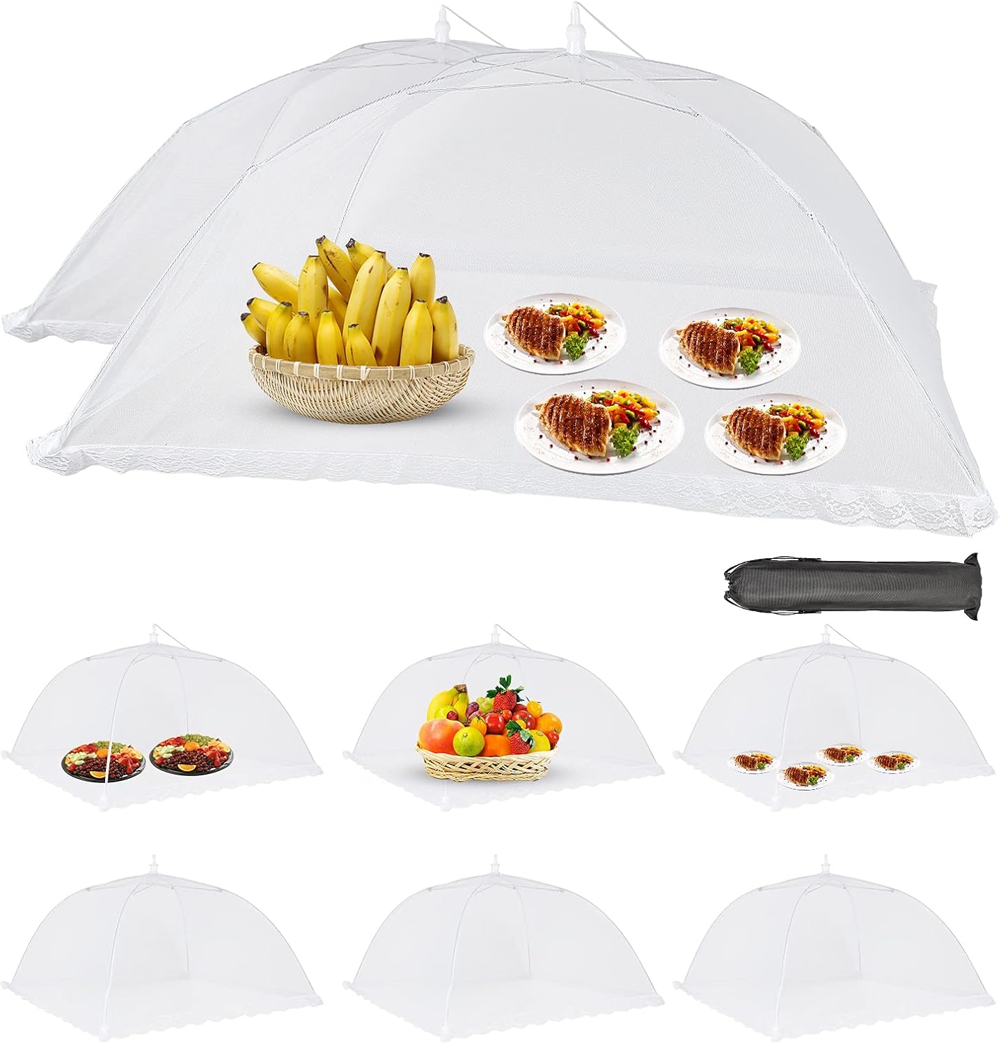 Food Cover Food Tent Set, 2 Extra Large 40"X24" and 6