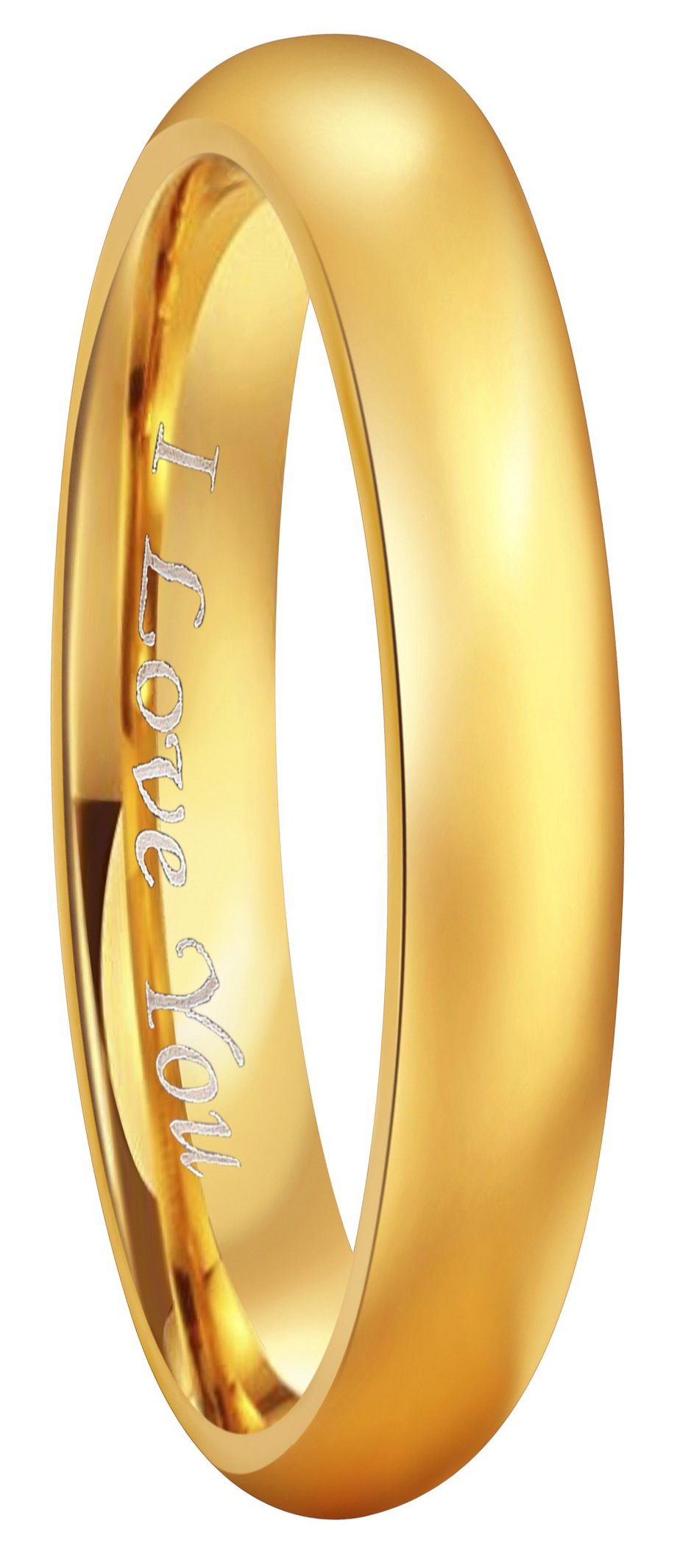 CROWNAL4mm 6mm 8mm Gold/Black/Silver/Rose Gold/Blue Tungsten Wedding Couple Bands Rings Men Women Plain Dome Polished Engraved I Love You Size 4 To 17