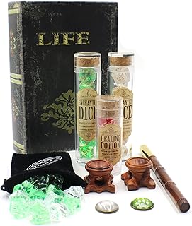Dahan Dice Druid and Cleric Gift Set with Dice, Box, D20 Stand and Tokens, Bronze, Silver