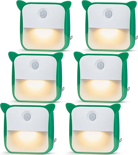 Luz nocturna enchufable con sensor de movimiento y sensor de atardecer a amanecer, bonita luz nocturna LED blanca cálida con 2 brillos para baño,