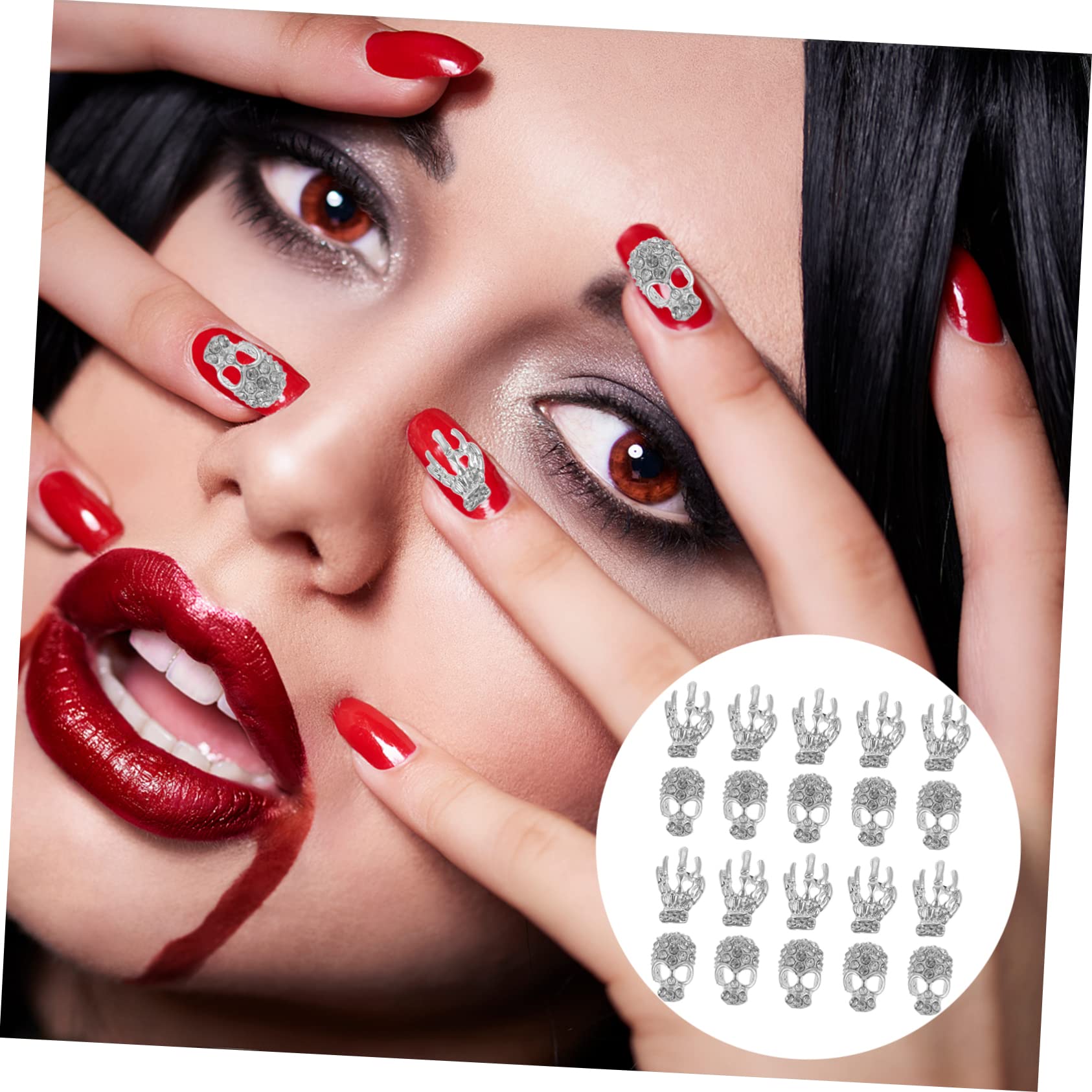 minkissy 120piezas Pegatinas De Calavera Para Uñas Con Brillantes Decoración De Manicura y Bricolaje Para Uñas Naturales y Acrílicas
