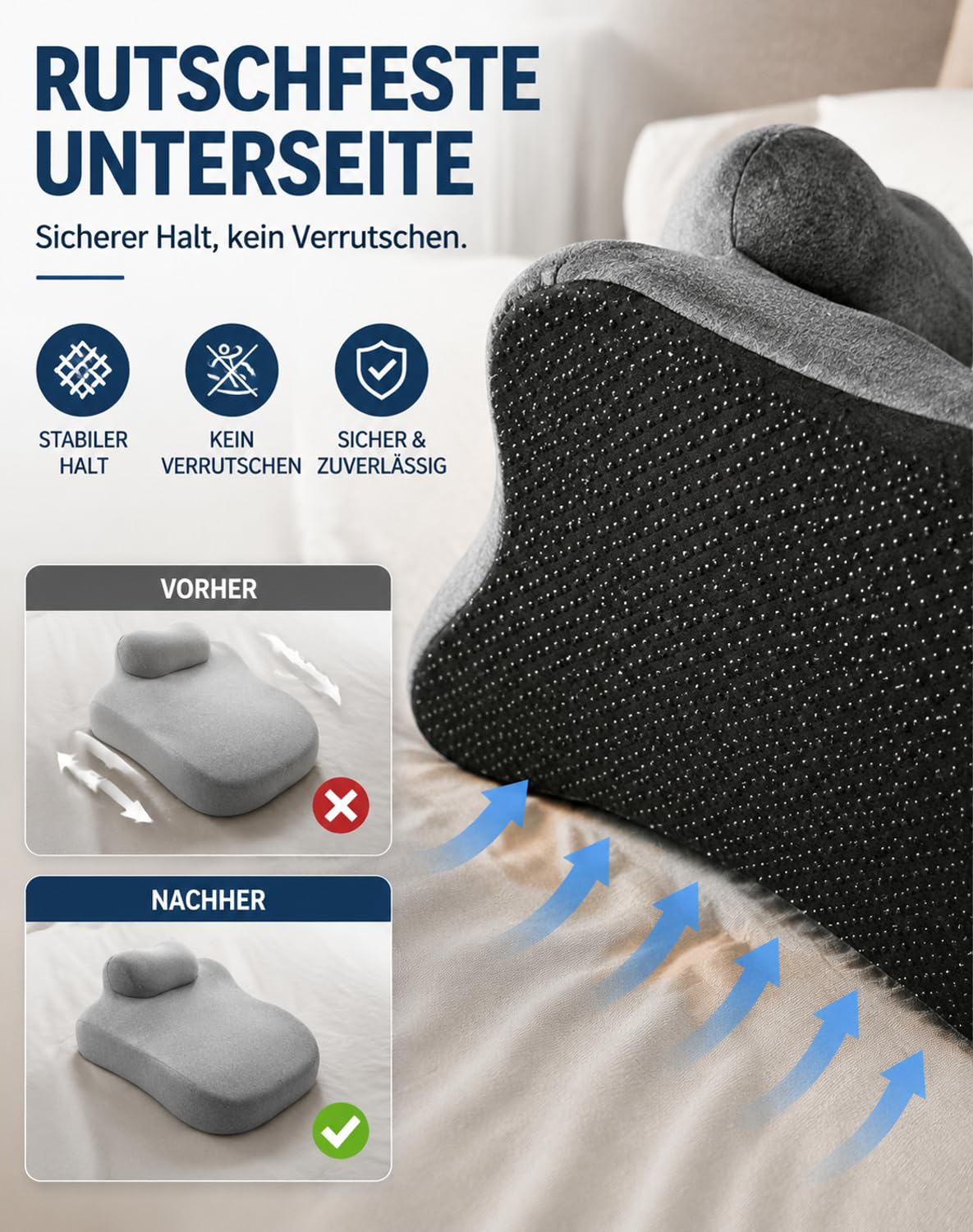 Noleva Kissen 27° geneigt aus Memory-Schaum，Gray | Ergonomische Neigung, Memory-Schaum, Für Nacken & Rücken, Komfortables Liegen