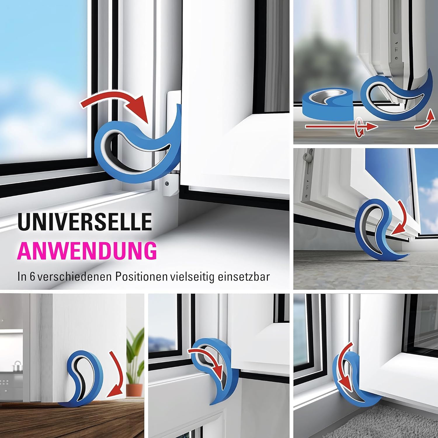 Stoppy, Stoppi, Fensterstopper, Türstopper, Türkeil, Türhaken, Fensterklammer, 12er Set (erhältlich in 4 Variationen) (Bunt)
