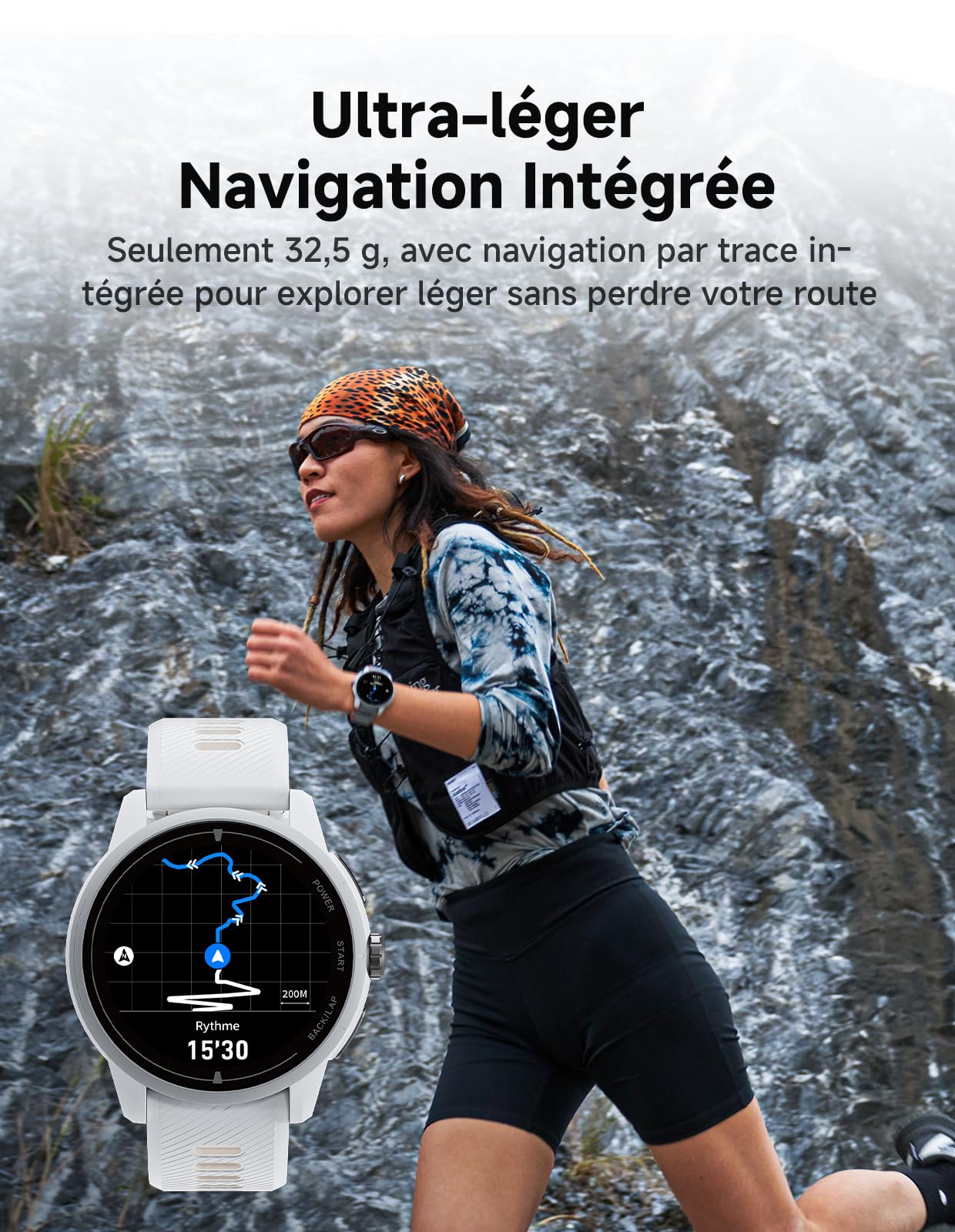 iGPSPORT VeRun Montre Connectée Sport, 1,32" AMOLED Entrainement Coach Navigation Hors Ligne Autonomie 14 Jours GPS Double Fréquence Étanche Ultralégère Montre Running