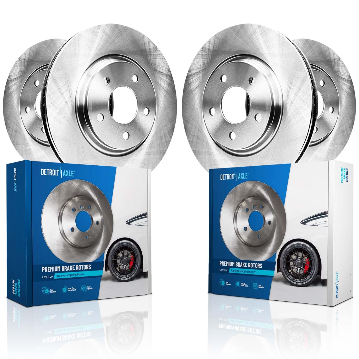 Detroit Axle - 4pc Brake Rotors for 05-10/12-14/23 Chrysler 300 06-23 Dodge Charger 08-23 Challenger 06-28 Magnum, Disc Brake Rotors Replacement: