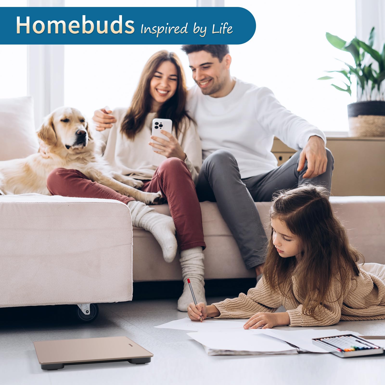 Homebuds Bilancia Pesapersone, Precisione 0,05kg Dalla Nostra Fabbrica Professionale Dal 2001, Bilancia Digitale Step On e LED Bianco per Una Facile Visualizzazione, 3*AAA Incluse, 182kg, Oro Rosa