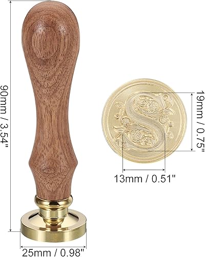 Miniatura 45 de PATIKIL Sello de cera del alfabeto E, sello de cera de sellado de letra inicial, clásico retro, 0.98 pulgadas, cabeza de latón retro extraíble