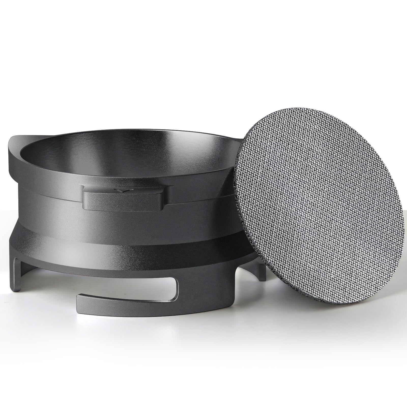 YFWOOD54mm Dosing Funnel and Puck Screen Set, Lightweight Aluminum Espresso Funnel, for Breville Barista Portafilters,Hands-Free Coffee Accessrioes, Black