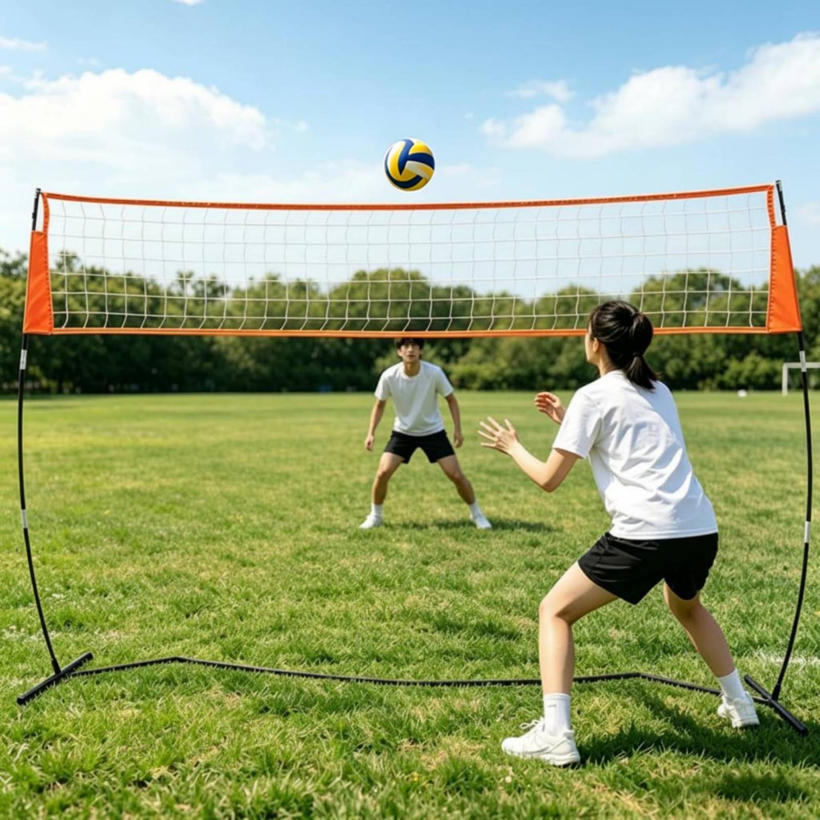 Rete da Allenamento Pallavolo Rete da Allenamento Rete Portatile Rete Regolabile Struttura Autoportante in Poliestere E Fibra di Vetro Adatta per Palestre Cortili Allenamenti Indoor E Outdoor