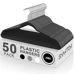 SMARTOR Plastic Hangers 50 Pack Heavy Duty Plastic Hangers for Clothes - Non-Velvet Slim Hangers with 360 Swivel