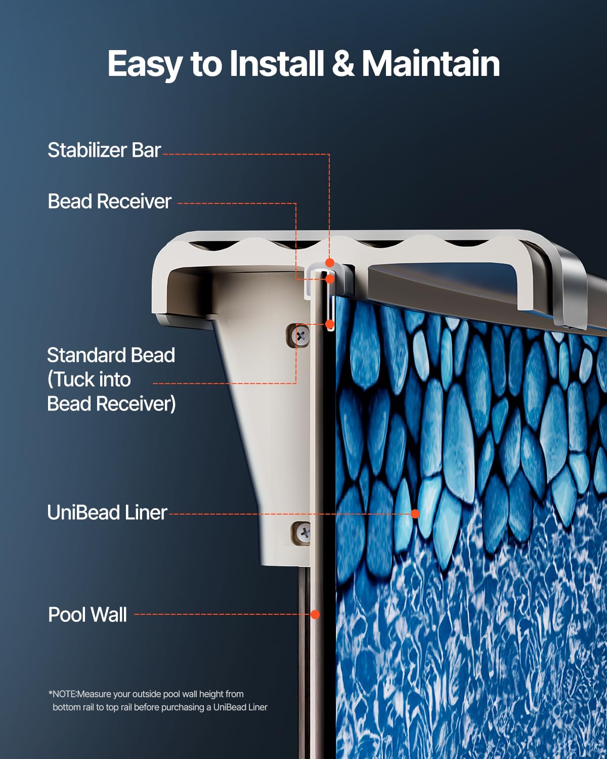 VEVOR Revestimiento para Piscina Elevada 640 cm Forma Redonda Cubierta para Piscinas de Vinilo Altura de Pared 132,1 cm Resistente al Desgarro con Lados de Acero Fácil instalación para Patio Jardín