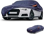 Universal Car Cover Waterproof All Weather 190T-PU, UV Sun Rain Protection, Fits for Sedan Length 178"-186", with Left Side Zipper, Black | Colour: Black, Dimensions 475 x 180 x 125 cm, Suitable for Sedan Length 178 inches to 186 inches, Protection R