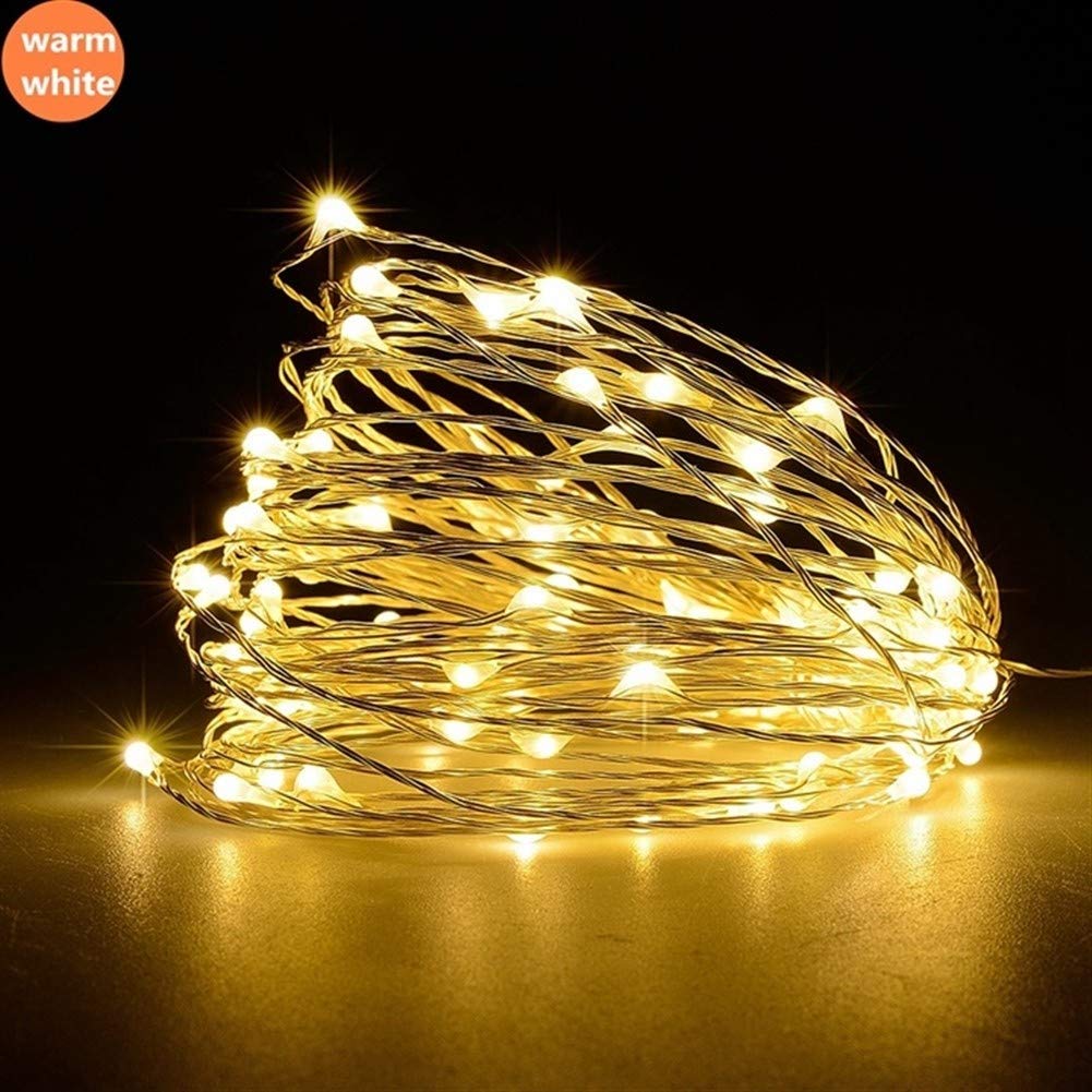 Luci di fata dolci, 5 m, 10 m, 100 luci LED in filo di rame, 3 batterie AAA, impermeabili, luci natalizie per decorazione di illuminazione per riunioni di compleanno