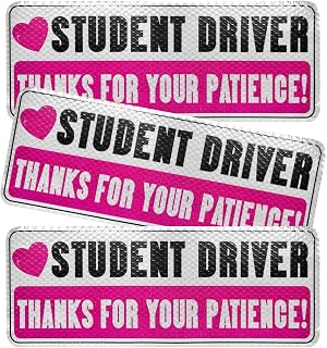 3 PCS Student Driver Magnet for Car, Reflective Bumper Decal Thanks for Your Patience Magnetic Stickers, Reusable New Driver Magnets Safety Warning Sign for Rookie Learners