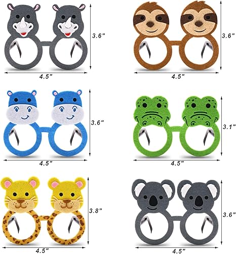 Miniatura 2 de Bessmoso Paquete de 12 vasos de animales de la selva, disfraz de safari, regalos de fiesta, 12 tipos de anteojos para zoológico de mascotas, fiesta