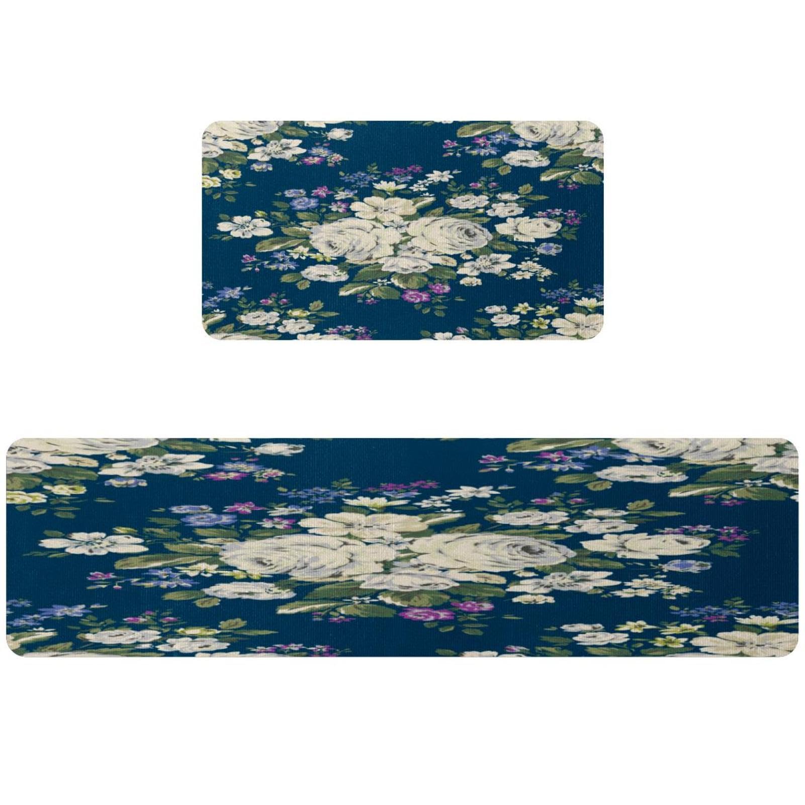 Tapete de cocina de 2 piezas VAPOKF con diseño de rosas negras absorbente